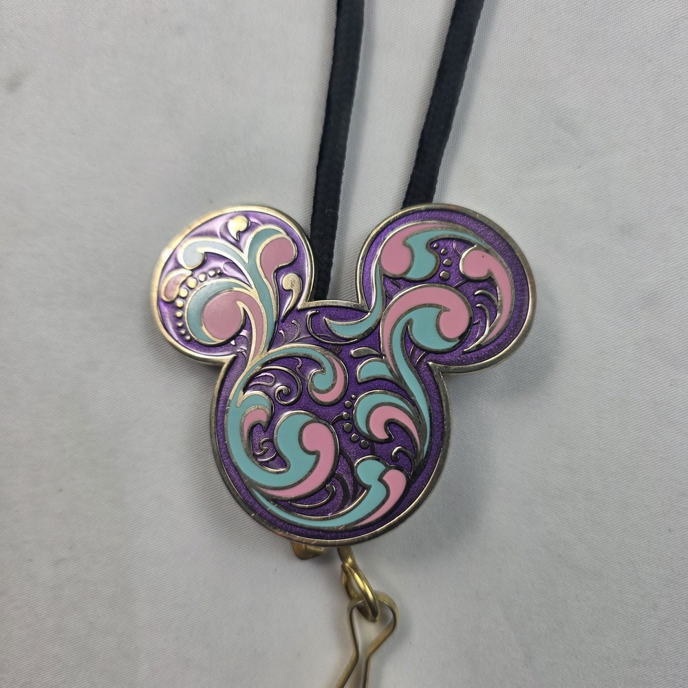 Disney Mickey Mouse Cast Exclusive Lanyard ID Badge Holder Purple Pastel Cord